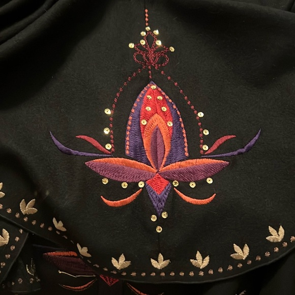 Nygard Collection embroidered black maxi skirt boho SZ 16 wool blend career - Picture 8 of 16